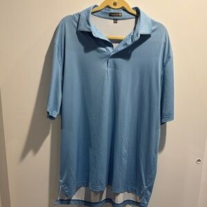 Peter Millar Light Blue Checkered Polo Shirt